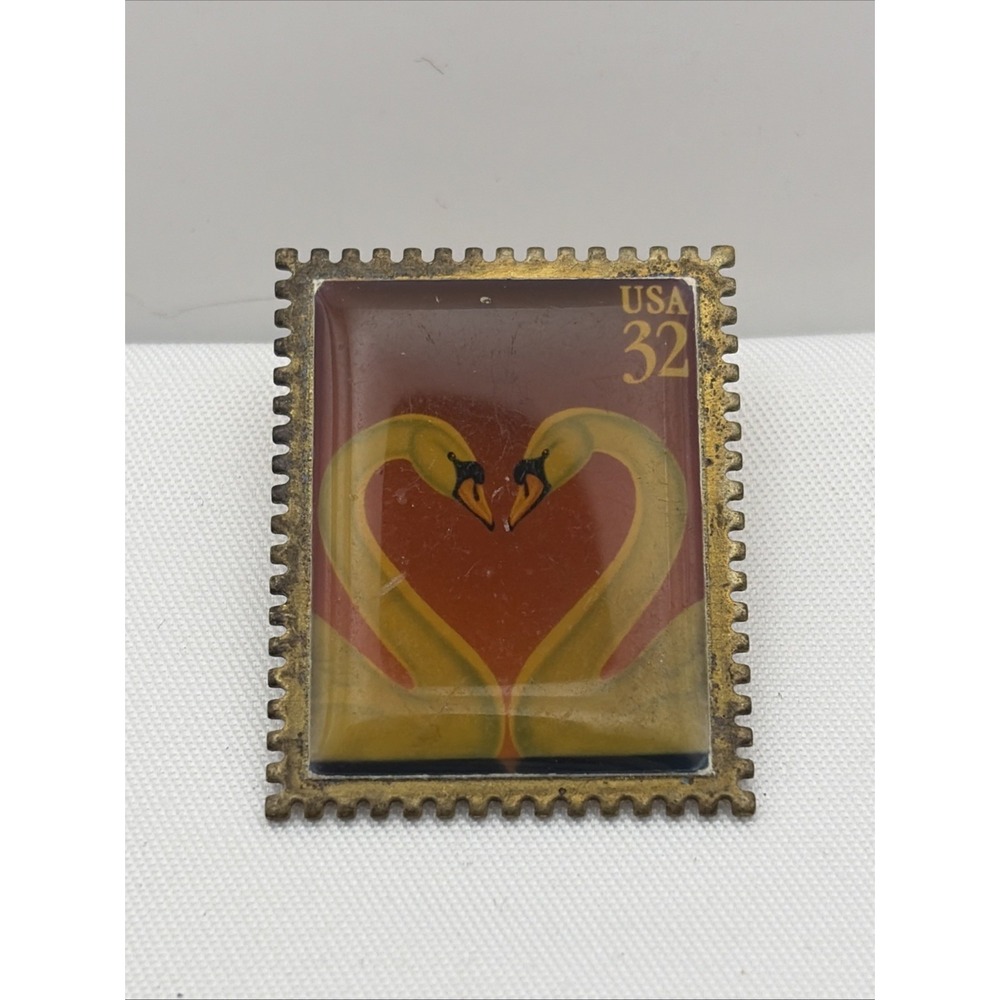 USPS United States Postal Service Stamp Swans Heart Love Birds Lapel Hat Pin